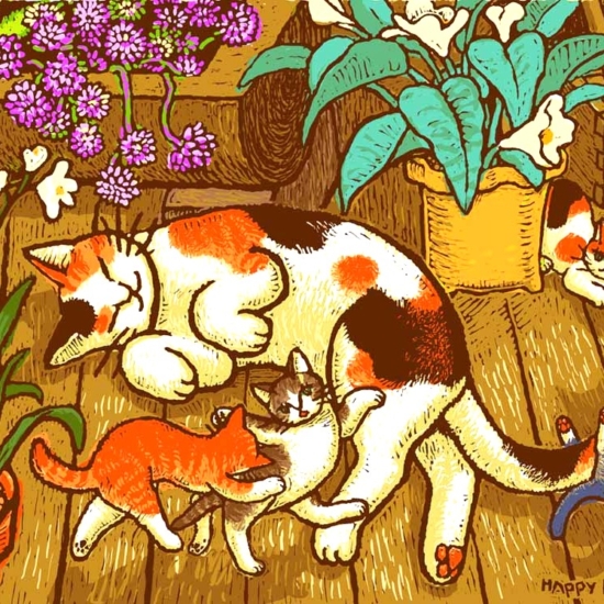 マイケル・ルーの絵画作品　タイトルは、ハッピーファミリー #5